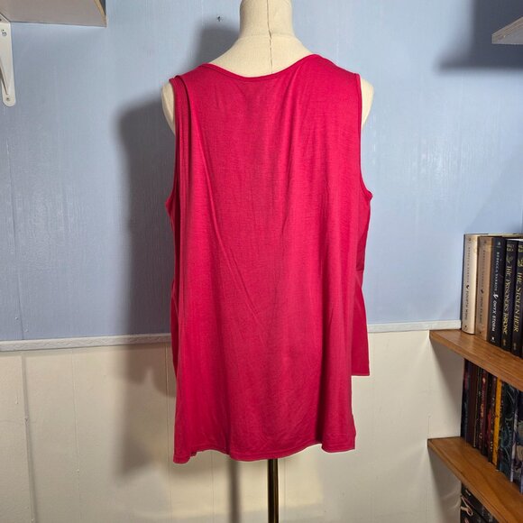 DG2 Large Bright Pink Layered Chiffon Summer Casual Sleeveless Blouse Tank Top - Picture 5 of 9